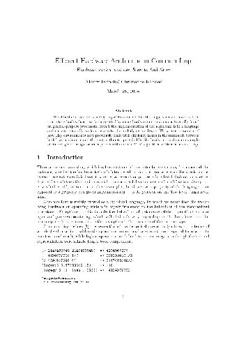 Efficient hardware arithmetic in Common Lisp