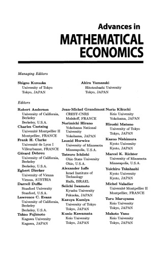 Advances in Mathematical Economics
