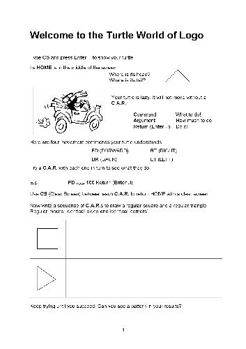 Welcome to the turtle world of Logo