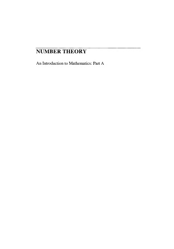 Number Theory: An Introduction to Mathematics: Part A