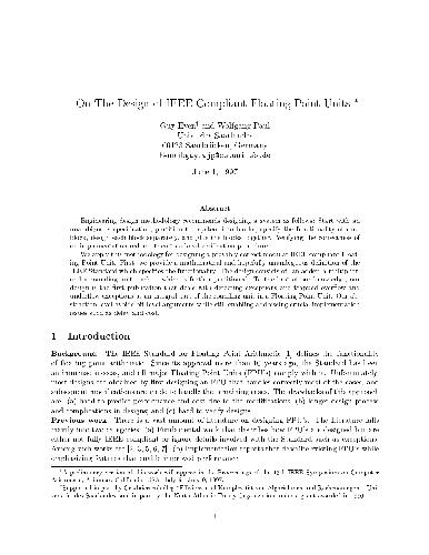 On the design of IEEE compliant floating point units