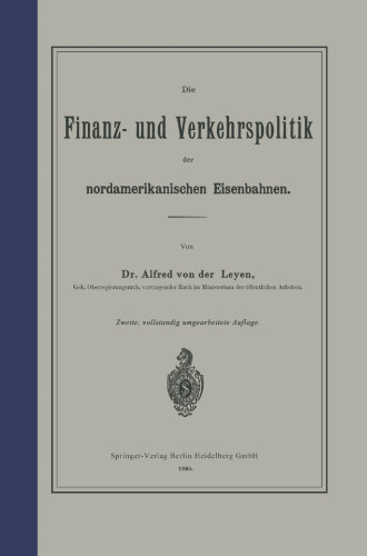 Die Finanz- und Verkehrspolitik der nordamerikanischen Eisenbahnen
