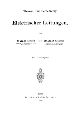 Theorie und Berechnung Elektrischer Leitungen