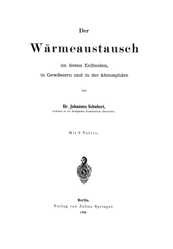 Der Wärmeaustausch im festen Erdboden, in Gewässern und in der Atmosphäre