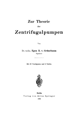 Zur Theorie der Zentrifugalpumpen