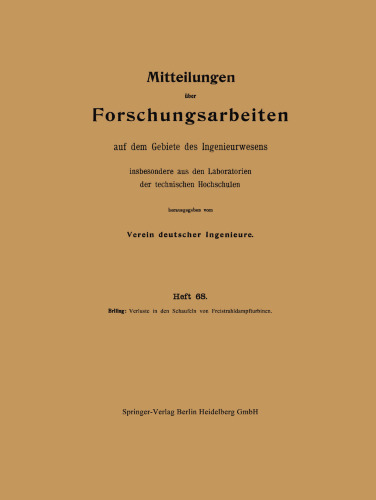 Verluste in den Schaufeln von Freistrahldampfturbinen