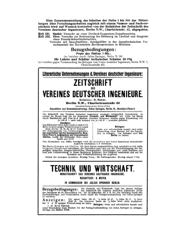Mitteilungen über Forschungsarbeiten auf dem Gebiete des Ingenieurwesens insbesondere aus den Laboratorien der technischen Hochschulen