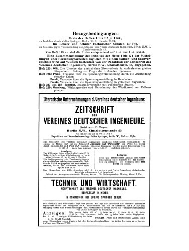 Mitteilungen über Forschungsarbeiten auf dem Gebiete des Ingenieurwesens: insbesondere aus den Laboratorien der technischen Hochschulen