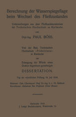 Berechnung der Wasserspiegellage beim Wechsel des Fließzustandes