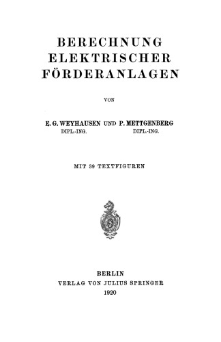 Berechnung elektrischer Förderanlagen