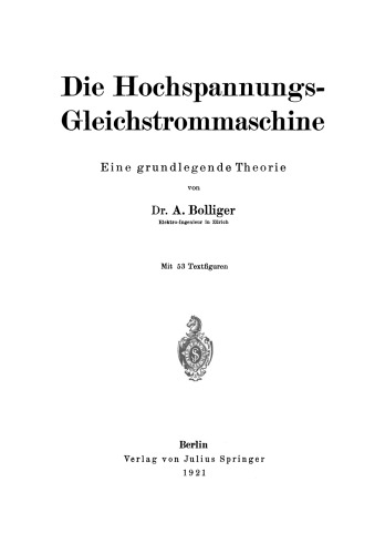 Die Hochspannungs-Gleichstrommaschine: Eine grundlegende Theorie