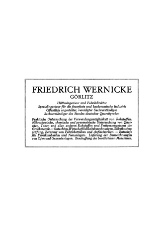 Die Herstellung der feuerfesten Baustoffe