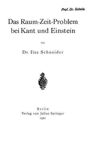 Das Raum-Zeit-Problem bei Kant und Einstein