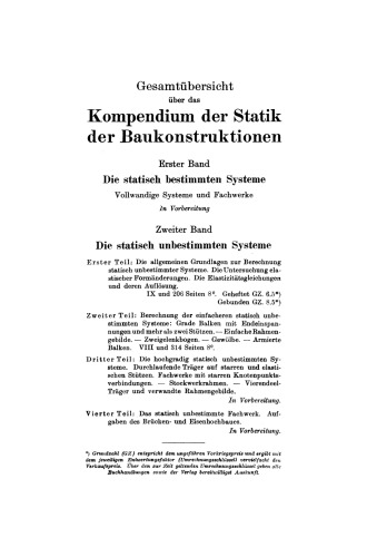 Kompendium der Statik der Baukonstruktionen: Zweiter Band: Die statisch unbestimmten Systeme