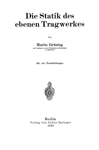 Die Statik des ebenen Tragwerkes