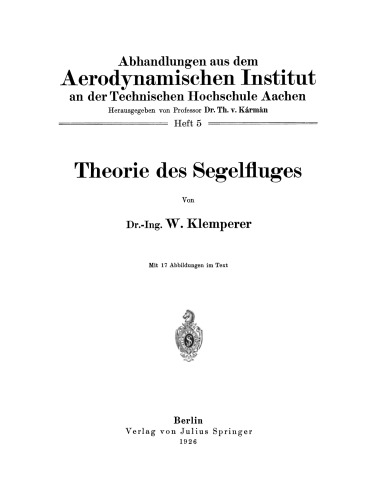 Theorie des Segelfluges