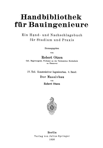 Der Massivbau: Stein-, Beton- und Eisenbetonbau