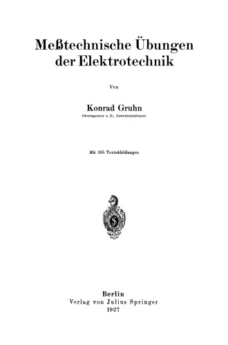 Meßtechnische Übungen der Elektrotechnik