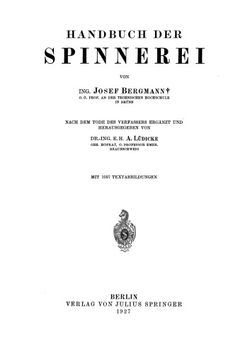 Handbuch der Spinnerei