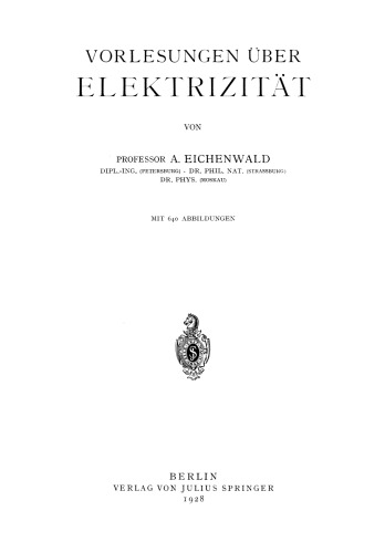 Vorlesungen über Elektrizität