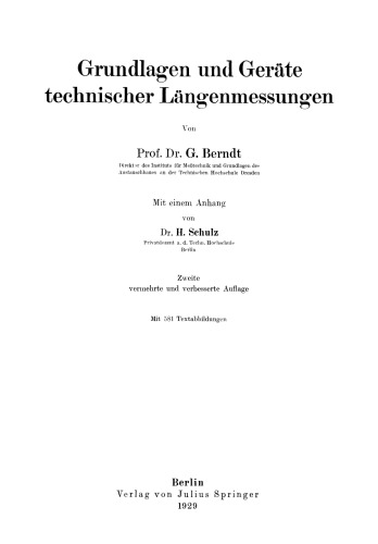 Grundlagen und Geräte technischer Längenmessungen