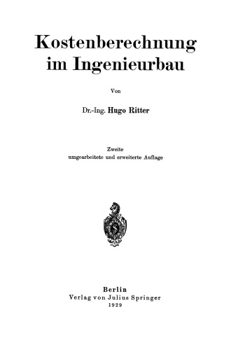 Kostenberechnung im Ingenieurbau