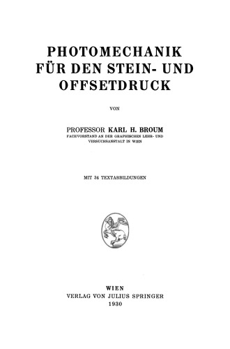 Photomechanik für den Stein- und Offsetdruck