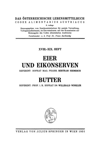 Eier und Eikonserven: XVIII.–XIX. Heft
