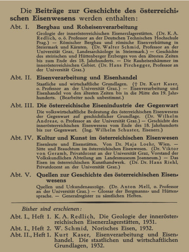 Eisenverarbeitung und Eisenhandel: Die Staatlichen und Wirtschaftlichen Grundlagen des Innerösterreichischen Eisenwesens