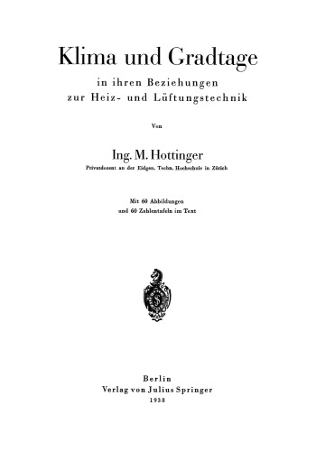 Klima und Gradtage in ihren Beziehungen zur Heiz- und Lüftungstechnik