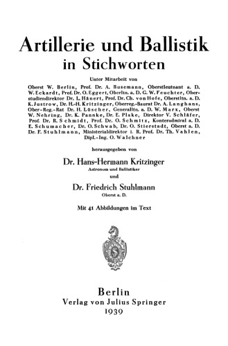 Artillerie und Ballistik in Stichworten