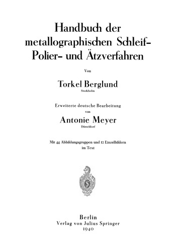 Handbuch der metallographischen Schleif-Polier- und Ätzverfahren