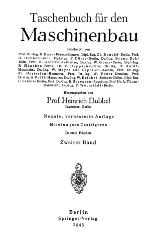 Taschenbuch für den Maschinenbau: Zweiter Band