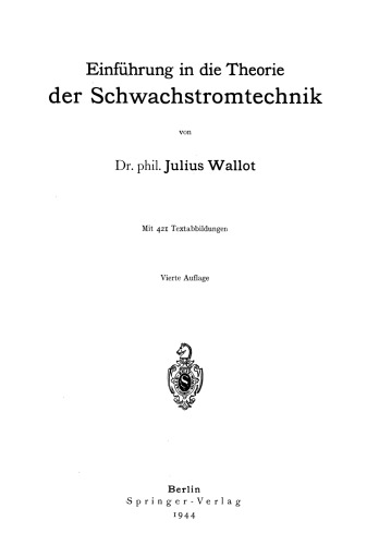 Einführung in die Theorie der Schwachstromtechnik
