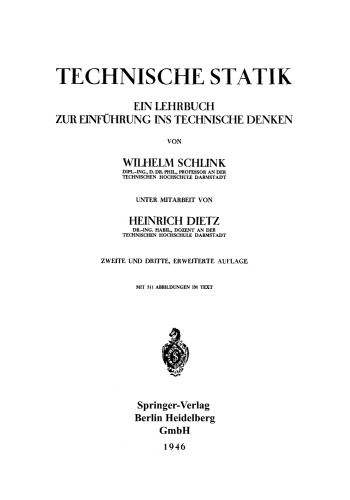 Technische Statik: Ein Lehrbuch zur Einführung ins Technische Denken