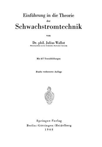 Einführung in die Theorie der Schwachstromtechnik