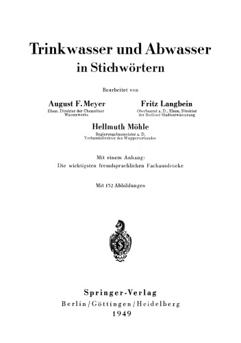 Trinkwasser und Abwasser in Stichwörtern