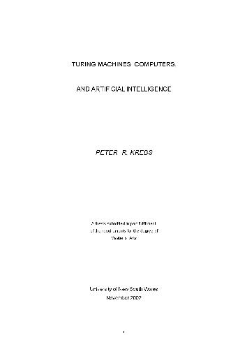 Turing machines,computers,and artificial intelligence