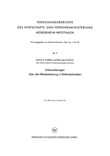 Untersuchungen über die Hitzebelastung in Hüttenbetrieben