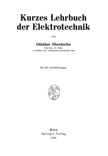 Kurzes Lehrbuch der Elektrotechnik
