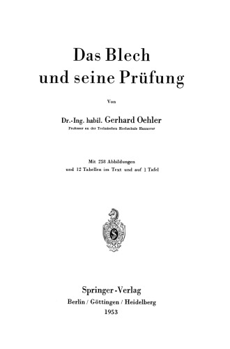 Das Blech und seine Prüfung