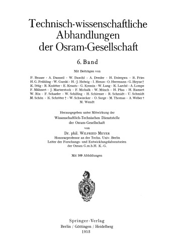 Technisch-wissenschaftliche Abhandlungen der Osram-Gesellschaft