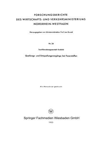 Quellungs- und Entquellungsvorgänge bei Faserstoffen