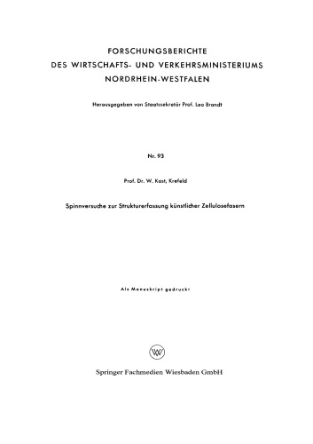 Spinnversuche zur Strukturerfassung künstlicher Zellulosefasern