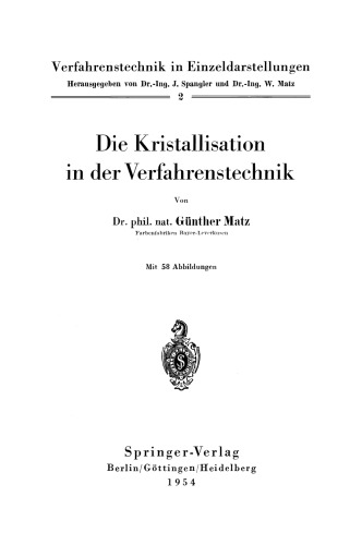 Die Kristallisation in der Verfahrenstechnik