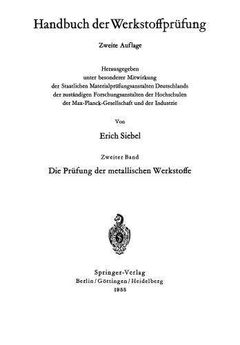 Die Prüfung der metallischen Werkstoffe