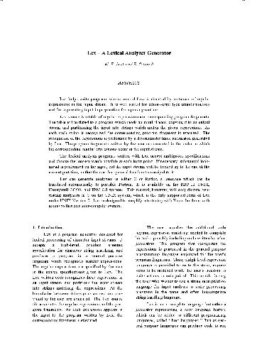 Lex - a lexical analyzer generator
