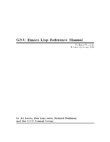 GNU Emacs Lisp reference manual