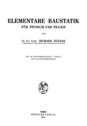 Elementare Baustatik für Studium und Praxis