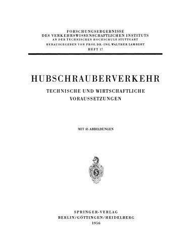 Hubschrauberverkehr: Technische und Wirtschaftliche Voraussetzungen